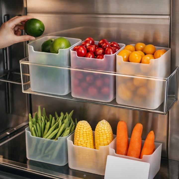 Refrigerator Food Storage Box Set – 4 Pcs Mini Crate Organizers